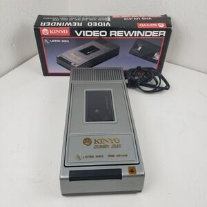 Kinyo Super Slim VHS Video Rewinder UV-413 Silver Black with Original Box
